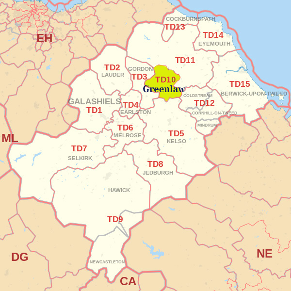 TD10 postcode map, ​​​​​​​​​​​​​​​​​​​