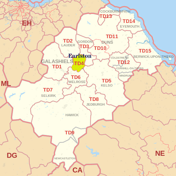 TD4 postcode map, ​​​​​​​​​​​​​​​​​​Berwick skip hire