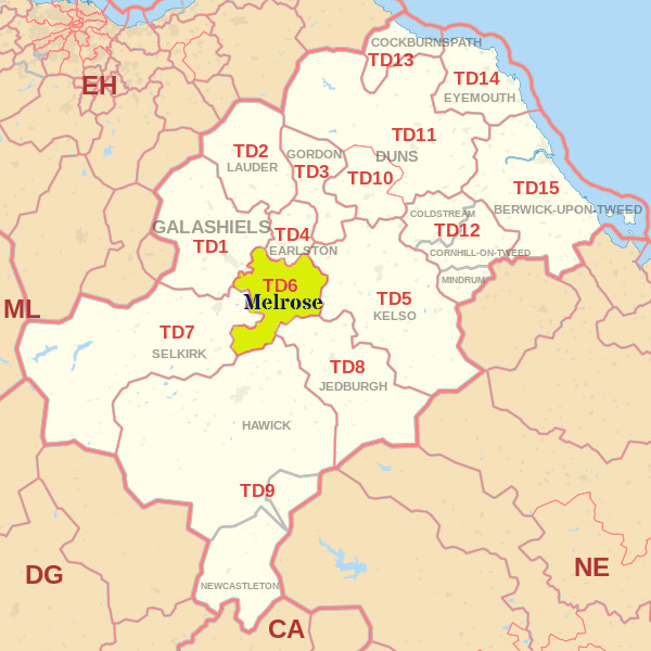 TD6 postcode map, ​​​​​​​​​​​​​​​​​​Berwick skip hire